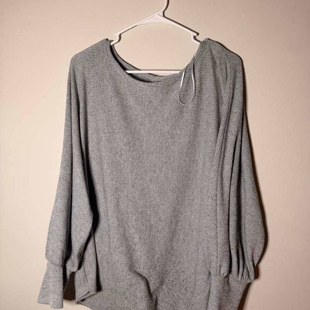 Max Studio London Gray Waffle Knit Sweater Womens 3X Pullover Long Sleeve Top